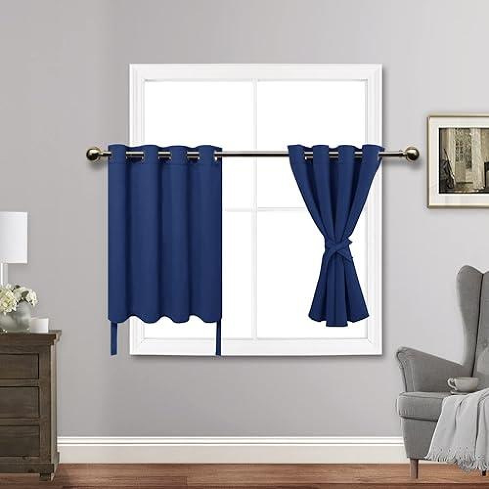 Jiuzhen Short Curtains Kitchen Half Window Blackout Curtains With Tiebacks For Baseroom Shadows Grommet Curtains For Living Roo