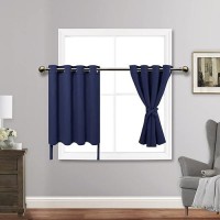 Jiuzhen Short Curtains Kitchen Half Window Blackout Curtains With Tiebacks For Baseroom Shadows Grommet Curtains For Living Roo