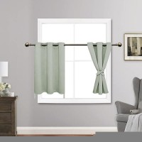 Jiuzhen Short Curtains Kitchen Half Window Blackout Curtains With Tiebacks For Baseroom Shadows Grommet Curtains For Living Roo