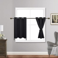 Jiuzhen Short Curtains Kitchen Half Window Blackout Curtains With Tiebacks For Baseroom Shadows Grommet Curtains For Living Roo