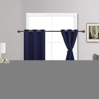 Jiuzhen Short Curtains Kitchen Half Window Blackout Curtains With Tiebacks For Baseroom Shadows Grommet Curtains For Living Roo