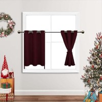 Jiuzhen Short Curtains Kitchen Half Window Blackout Curtains With Tiebacks For Baseroom Shadows Grommet Curtains For Living Roo