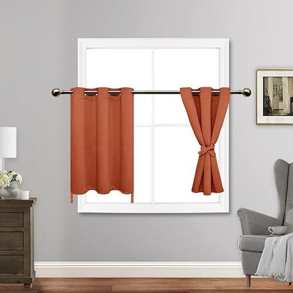 Jiuzhen Short Curtains Kitchen Half Window Blackout Curtains With Tiebacks For Baseroom Shadows Grommet Curtains For Living Roo