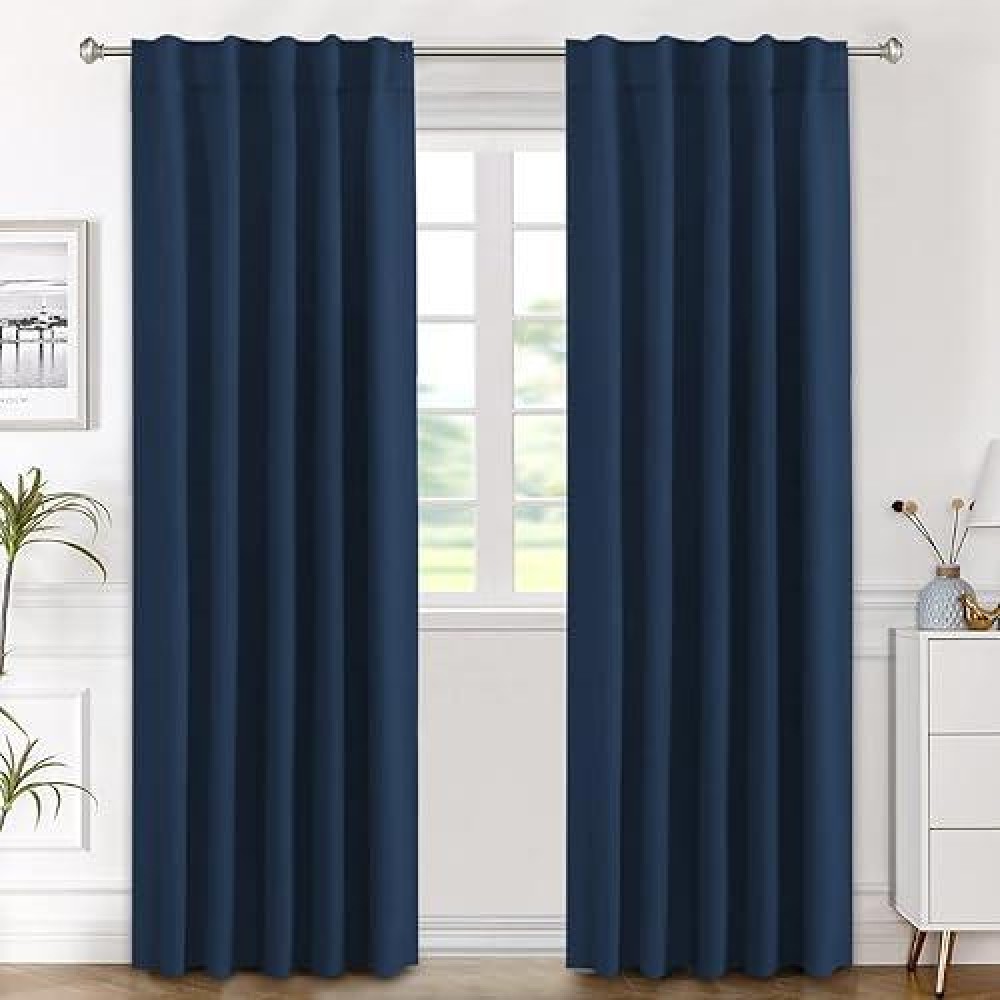 Hversailtex Blackout Curtains Thermal Insulated Window Treatment Panels Room Darkening Blackout Drapes For Living Room Back Tab