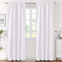 Hversailtex White Curtains Thermal Insulated Window Treatment Panels Room Darkening Privacy Assured Drapes For Living Room Back