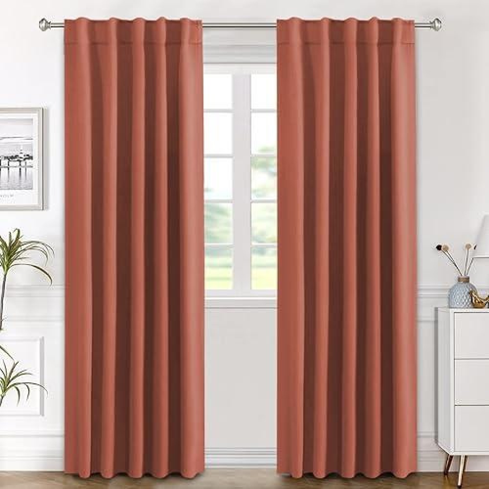 Hversailtex Blackout Curtains Thermal Insulated Window Treatment Panels Room Darkening Blackout Drapes For Living Room Back Tab