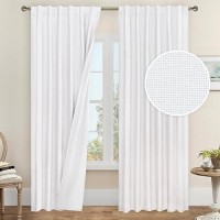 Lamit 100 Blackout Curtains For Living Room 95 Inches Linen Textured Thermal Insulated Bedroom Curtains Back Tab And Rod Pocke