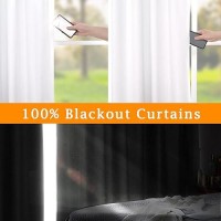 Lamit 100 Blackout Curtains For Living Room 95 Inches Linen Textured Thermal Insulated Bedroom Curtains Back Tab And Rod Pocke