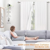 Lamit 100 White Blackout Curtains For Bedroom 63 Inches Linen Textured Thermal Curtains Back Tab And Rod Pocket Burlap Panels