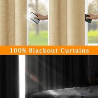 Lamit Natural 100 Blackout Linen Curtains 63 Inches Linen Textured Thermal Bedroom Curtains Back Tab And Rod Pocket Burlap Pan