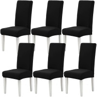 Yiaizhuo Black Chair Covers For Dining Room Set Of 6 Pack Slipcovers High Back Chairs Cover Stretch Slipcover