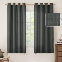 Lamit Linen Curtains 63 Inch Length For Bedroom Grommet Thick Linen Drapes Sheer Filtering Privacy Window Treatments Curtains F