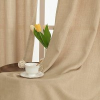 Lamit Natural Linen Curtains 90 Inch Long For Bedroom Grommet Thick Linen Textured Sheer Curtains Light Filtering Privacy Windo