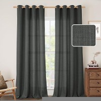 Lamit Linen Curtains 95 Inch For Bedroom Grommet Thick Linen Textured Sheer Curtains Filtering Privacy Window Treatments Curtai