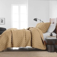 Wdcozy Yellow Quilt King Size Bedding Sets With Pillow Shams Mustard Lightweight Bedspread Coverlet Quilted Blanket Thin Comfo