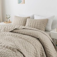 Beige Quilt Queen Size Bedding Sets With Pillow Shams Lightweight Soft Bedspread Coverlet Quilted Blanket Thin Comforter Bed C