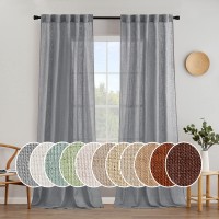 Miulee Grey Linen Curtains 90 Inch Long For Bedroom Living Room Soft Thick Linen Textured Window Drapes Gray Semi Sheer Light F