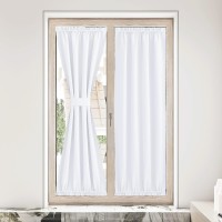 Nicetown Room Darkening French Door Curtain For Kitchen Window Door Pure White Curtain Rod Pocket Thermal Insulated Energy Savi