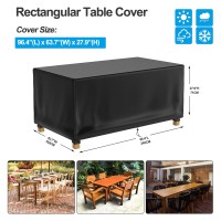 Patio Table Cover 100% Waterproof, 107.8X82.2X27.9 Inch Outdoor Table Cover Rectangular, Patio Furniture Cover For Dinning Furniture, Picnic Coffee Tables Chairs And Sofas, Black