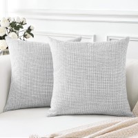 Otostar Linen Throw Pillow Covers Set Of 2 Decorative Square Pillowcases Cushion Covers 24X24 Inch For Home Decor Sofa Bedroom C