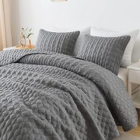 Wdcozy Dark Grey Quilt King Size Bedding Sets With Pillow Shams Lightweight Soft Bedspread Coverlet Quilted Blanket Thin Comfo