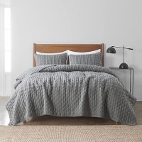 Wdcozy Dark Grey Quilt King Size Bedding Sets With Pillow Shams Lightweight Soft Bedspread Coverlet Quilted Blanket Thin Comfo