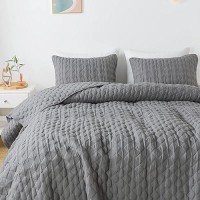 Wdcozy Dark Grey Quilt King Size Bedding Sets With Pillow Shams Lightweight Soft Bedspread Coverlet Quilted Blanket Thin Comfo