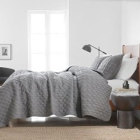 Wdcozy Dark Grey Quilt King Size Bedding Sets With Pillow Shams Lightweight Soft Bedspread Coverlet Quilted Blanket Thin Comfo