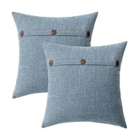 Miulee Set Of 2 Decorative Linen Throw Pillow Covers Cushion Case Triple Button Vintage Farmhouse Pillowcase For Couch Sofa Bed