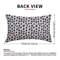 Navy Blue Cream Throw Pillow Covers 12X20 Set Of 2 Polka Dot Throw Pillows Outdoor Boho Design Brush Strokes Decorative Pillowca