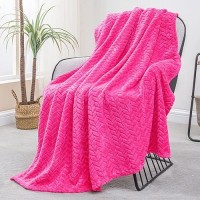 Exclusivo Mezcla Hot Pink Fleece Throw Blanket For Couch And Bed  50X70 Inches Soft Cozy 3D Decorative Jacquard Flannel Blankets  Lightweight Fuzzy Plush Warm Throws For All Seasons