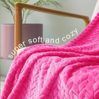 Exclusivo Mezcla Hot Pink Fleece Throw Blanket For Couch And Bed  50X70 Inches Soft Cozy 3D Decorative Jacquard Flannel Blankets  Lightweight Fuzzy Plush Warm Throws For All Seasons