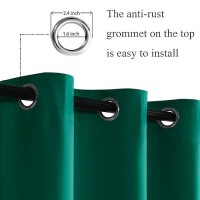 Jiuzhen Forest Green Blackout Curtains With Tiebacks Light Blocking And Noise Reducing Grommet Curtains For Bedroom And Living