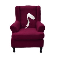 Crfatop Waterproof Wing Chair Slipcovers 2 Piece Stretch Wingback Chair Cover Spandex Fabric Wingback Armchair Covers With Elastic Bottom For Living Room Bedroom Wingback Chair,A08