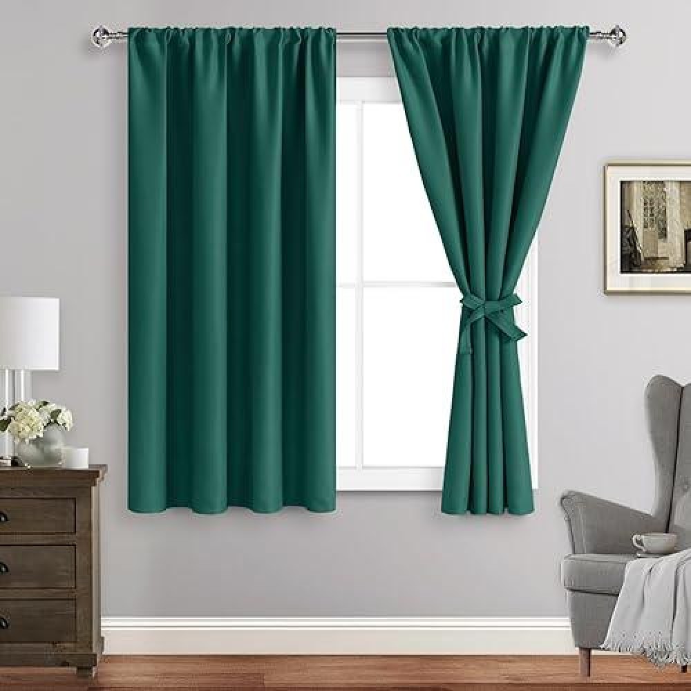 Jiuzhen Christmas Blackout Curtains For Bedroom Thermal Insulated Room Darkening Rod Pocket Curtains For Living Room Set Of 2