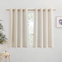 Nicetown Natural Linen Kitchen Curtains 36 Inch Length Decorative Thick Flax Small Window Treatments Privacy Assured With Light