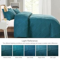 Exclusivo Mezcla Quilt Set Full Queen Size 3 Pieces Teal Queen Quilt Bedding Set Lightweight Quilts Soft Bedspreads Modern Str