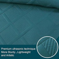 Exclusivo Mezcla Quilt Set Full Queen Size 3 Pieces Teal Queen Quilt Bedding Set Lightweight Quilts Soft Bedspreads Modern Str