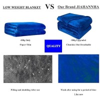 Jiahannha Flannel Fleece Blanket Queen Size Royal Blue 90 By 90 Inches Blankets For Couch Sofa Bed 280Gsm Super Soft Plush Cozy And Luxury Warm Bed Blanket For All Season