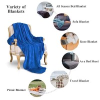 Jiahannha Fleece Blanket King Size Royal Blue 108 By 90 Inches Blankets For Couch Sofa Bed 280Gsm Super Soft Cozy And Luxury Bed Blanket For All Season