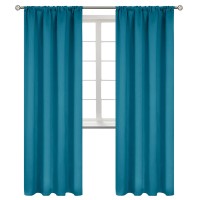 Bgment Rod Pocket Blackout Curtains For Bedroom Thermal Insulated Room Darkening Curtain For Living Room Peacockblue 42 X 84