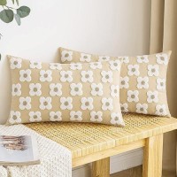 Emema Decorative Throw Pillow Covers Daisy Sun Flower Jacquard Pillowcase Cushion Case Rectangle For Couch Sofa Bed Living Room