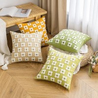 Emema Decorative Throw Pillow Covers Daisy Sun Flower Jacquard Pillowcase Cushion Case Square For Couch Sofa Bed Living Room Bed