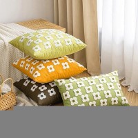 Emema Decorative Throw Pillow Covers Daisy Sun Flower Jacquard Pillowcase Cushion Case Rectangle For Couch Sofa Bed Living Room