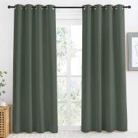 Nicetown Blackout Curtain For Living Room 86 Inch Long 1 Panel Dark Mallard W55 X L86 Grommet Thermal Insulated Room Darkeni