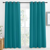 Nicetown Peacock Teal Blackout Curtains 86Inch Length 1 Panel W55 X L86 Chic Thermal Insulated Grommet Room Darkening Window