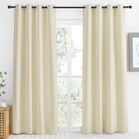 Nicetown Room Darkening Blind Shade For Kids Bedroom  Beige  Single Panel  55 X 86 Inch  Triple Weave Home Decoration Light Blocking Solid Ring Top Curtain/Drape For Small Window