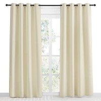 Nicetown Room Darkening Blind Shade For Kids Bedroom  Beige  Single Panel  55 X 86 Inch  Triple Weave Home Decoration Light Blocking Solid Ring Top Curtain/Drape For Small Window