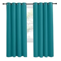 Nicetown Peacock Teal Blackout Curtains 78Inch Length  1 Panel  W55 X L78  Chic Thermal Insulated Grommet Room Darkening Window Drapes For Bedroom/Living Room