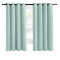 Nicetown Kitchen Blackout Window Curtain Panel  Aqua Blue  1 Panel  55 By 68 Inches Long  Home Fashion Thermal Insulated Solid Grommet Room Darkening Drape For Apartment